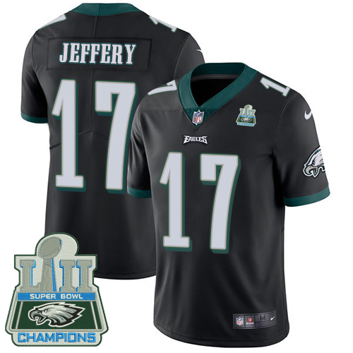 Nike Eagles #17 Alshon Jeffery Black Alternate Super Bowl LII Champions Men's Stitched NFL Vapor Untouchable Limited Jersey - Click Image to Close